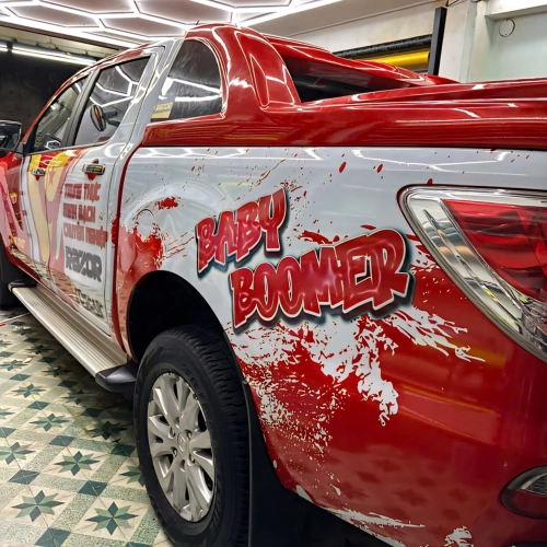  Wrap Đỏ Gold kết hợp tem sườn  Thương Hiệu Công Ty cho ẻm Mazda bt50